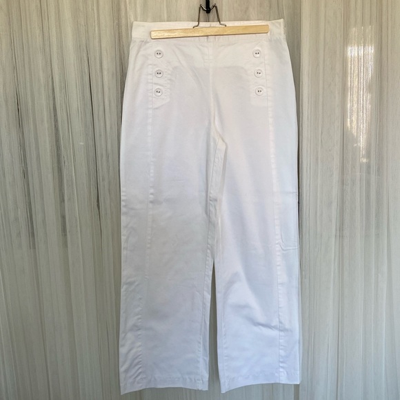 Contemporaine by Simons white nautical, sailor wide leg summer pants! Size 10 - Picture 1 of 13